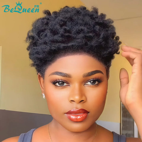 BeQueen "Edwina" Perruque noir afro avec Lace Frontale 13x4