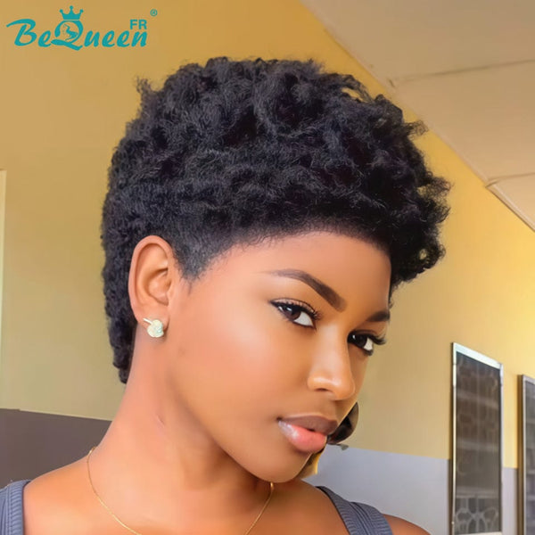 BeQueen "Edwina" Perruque noir afro avec Lace Frontale 13x4