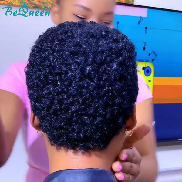 BeQueen "Edwina" kurze blonde Afro-Perücke mit 13x4 Lace Front