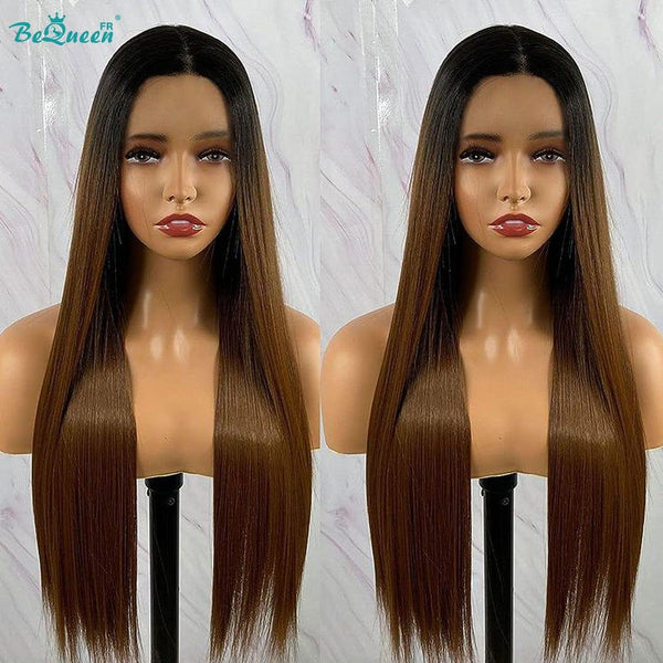 BeQueen "Hilary" Peruca Personalizada Longa Lisa Pronta a Usar Sem Cola Cabelo Cru 200% Densidade