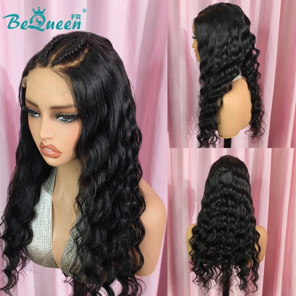 BeQueen "Jessie" Long Deep Wave Wig with Lace Closure with Custom Braid 