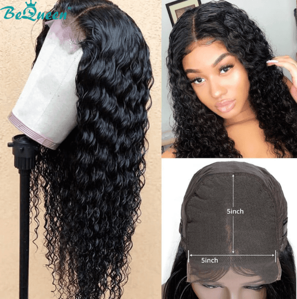BeQueen Lace Wig Closure 5x5 100% Human Hair 250% Density Great for Dark Skin Tone Women
