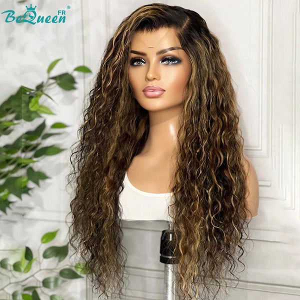 BeQueen Long Deep Wave Closure Wig Brown mix Honey