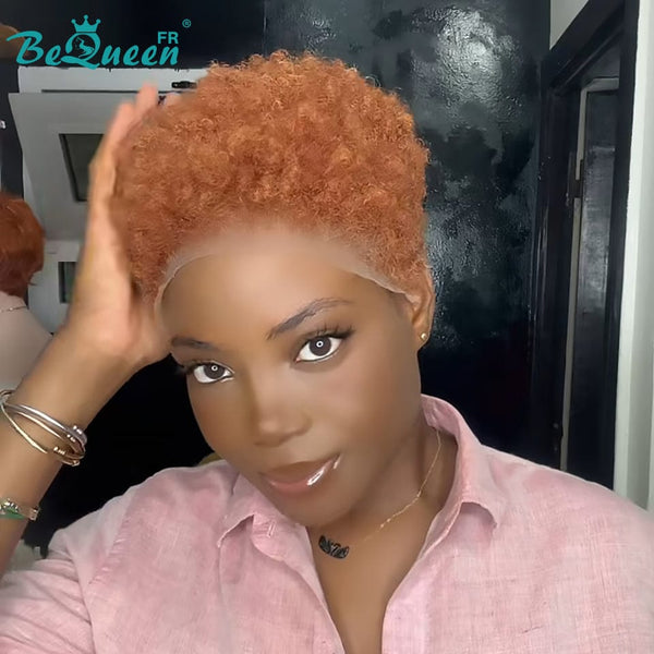 BeQueen "Edwina" Perruque court afro avec Lace Frontale 13x4 noir ou marron