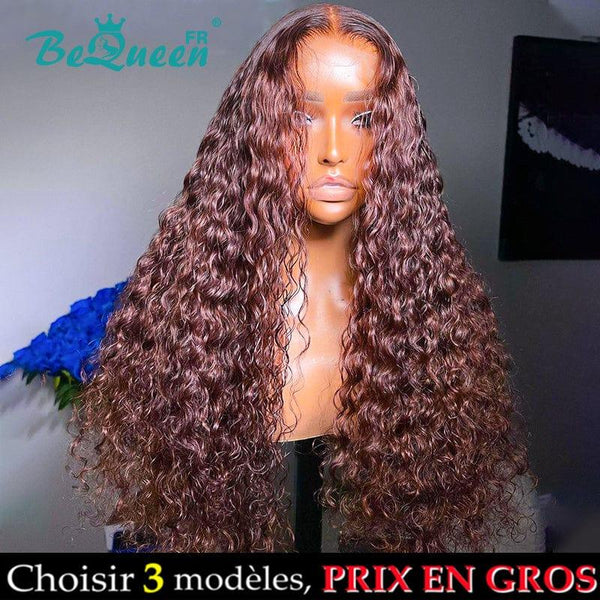 BeQueen “Delia" Perruque Longue Curly Wave avec Lace Frontale Rouge Bordeaux Prix En Gros