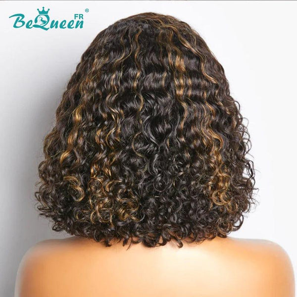 BeQueen “Didier” Perruque Bob Deep Wave avec Lace Closure 4X4 Noir mix Marron