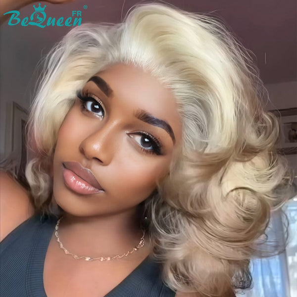 BeQueen “Lindsay” Perruque Bob Egg Wave avec Lace Frontale 13X4 Blonde/Noir/Violet mix blonde Prix de liquidation