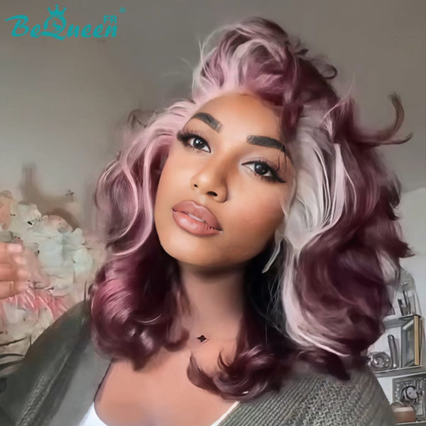 BeQueen "Lindsay" Perruque Bob Ola de Huevo con Frente Lacia 13X4 Rosa mezcla Rubia