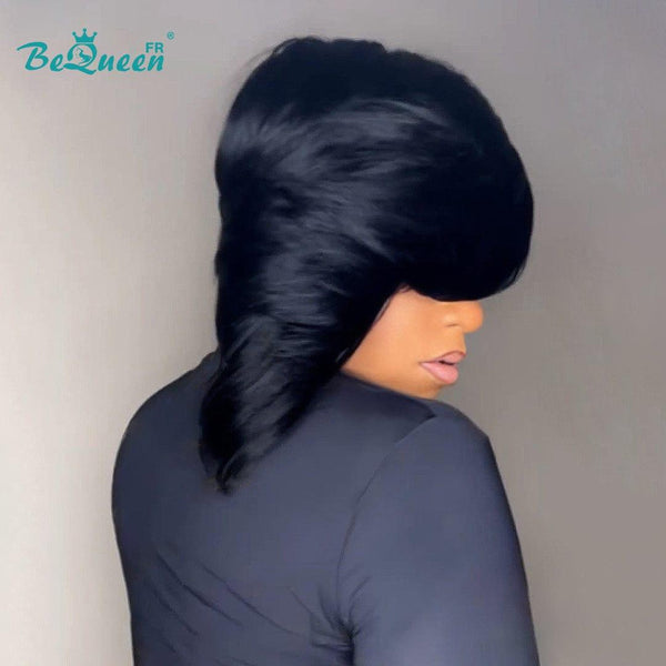 BeQueen "Antonio" Bob Pixie Wig with Bangs Black 