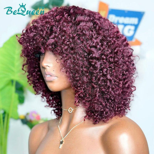 BeQueen “Balbina” Perruque Afro Bob Kinky Curly avec Frange à la machine