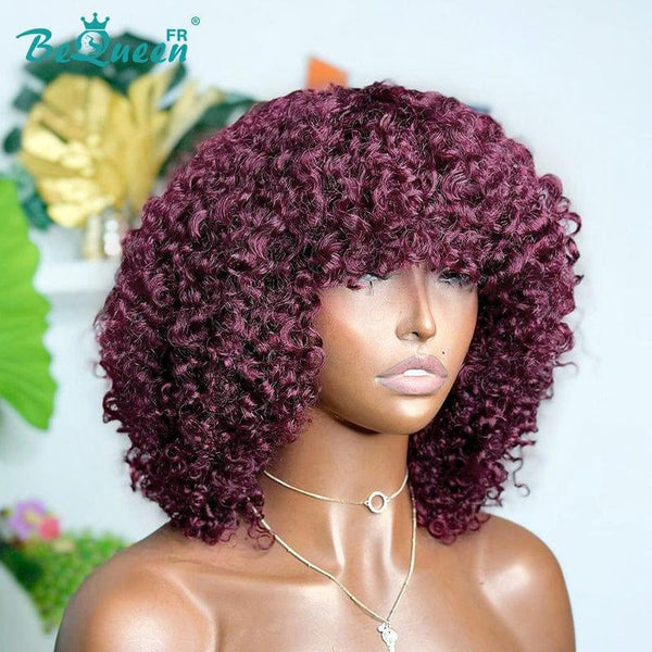 BeQueen “Balbina” Perruque Afro Bob Kinky Curly avec Frange à la machine