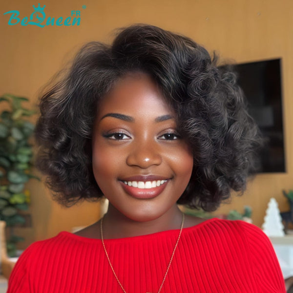 BeQueen “Nadia” Kinky Straight Bob Wig with Lace Front Layered with 13*4 Lace Frontal