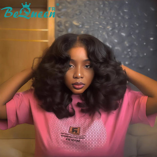 BeQueen “Nadia” Kinky Straight Bob Wig with Lace Front Layered with 13*4 Lace Frontal
