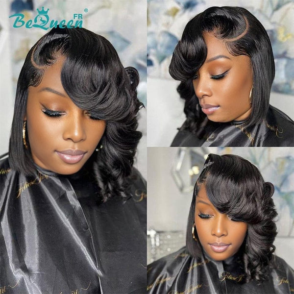 BeQueen "Edith"  Pixie Wig with Bangs Black