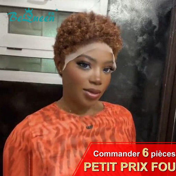 BeQueen "Edwina" Perruque Pixie Afro curl avec Lace Frontale 13x4 Brun Petit Prix FOU