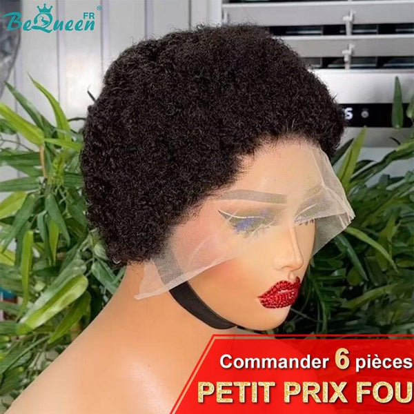 BeQueen "Edwina" Perruque Pixie Afro curl avec Lace Frontale 13x4 Noir Petit Prix FOU