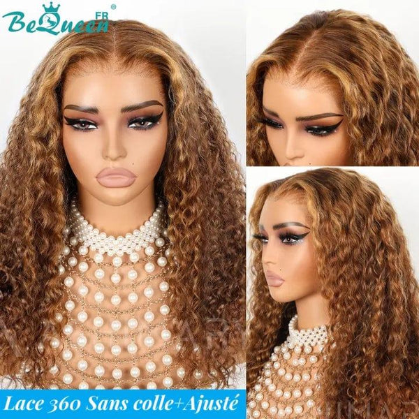 BeQueen "Eva" Long Lace 360 Curly Wave Wig with Invisible Adjustment Strap, Ready-to-Wear, Glueless + Pre-bleached, Bargain Price