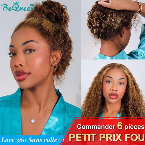 BeQueen "Eva" Long Lace 360 Curly Wave Wig with Invisible Adjustment Strap, Ready-to-Wear, Glueless + Pre-bleached, Bargain Price