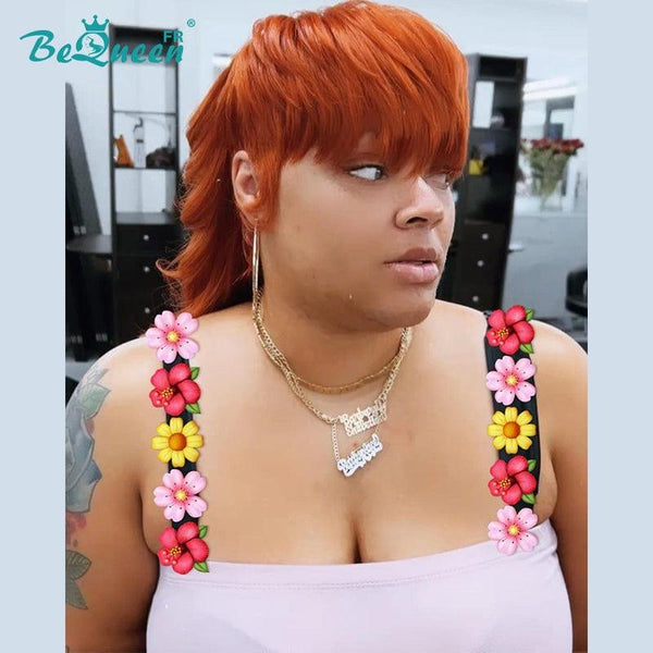 BeQueen "Geraldine" Pixie Wig with Bangs Orange 