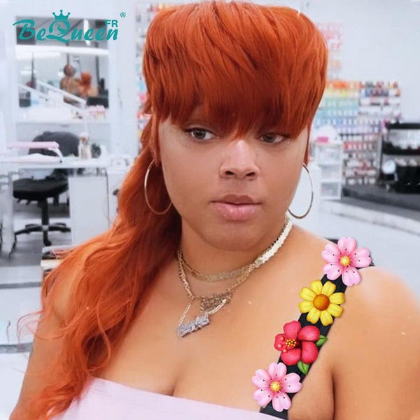 BeQueen "Geraldine" Pixie Wig with Bangs Orange 