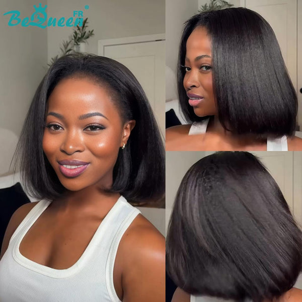 BeQueen „Nadia“ verworrene gerade Bob-Perücke mit Spitzenverschluss 