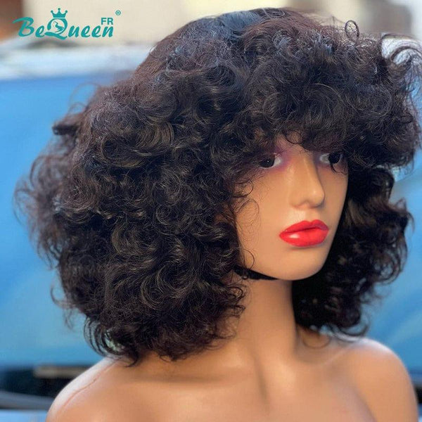 BeQueen "Penelope" Bob Egg Wave Wig with Bangs Black