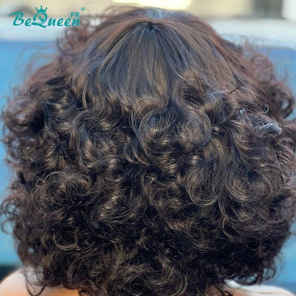 BeQueen "Penelope" Bob Egg Wave Wig with Bangs Black