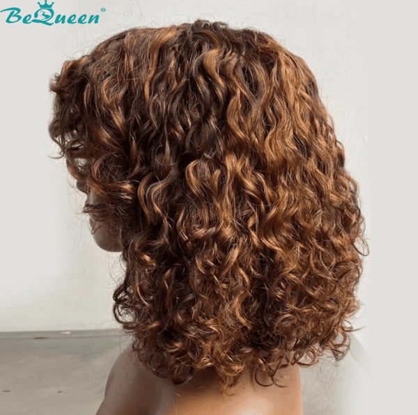 BeQueen Bob Deep Wave Wig with Honey Bangs 4/27 Machine Made
