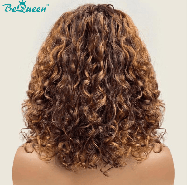 BeQueen Bob Deep Wave Wig with Honey Bangs 4/27 Machine Made