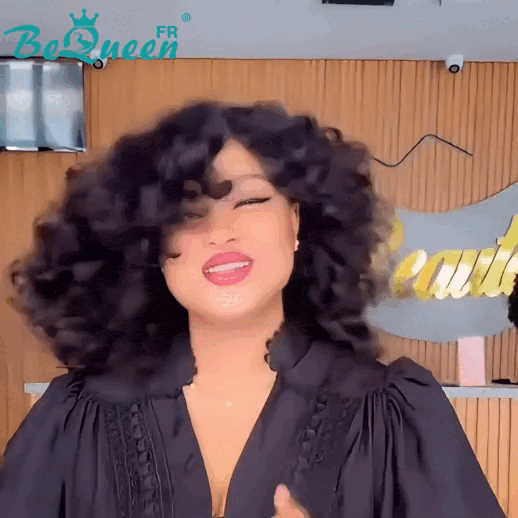 BeQueen Perruque "Stella" egg curl noir Avec une frange style 2