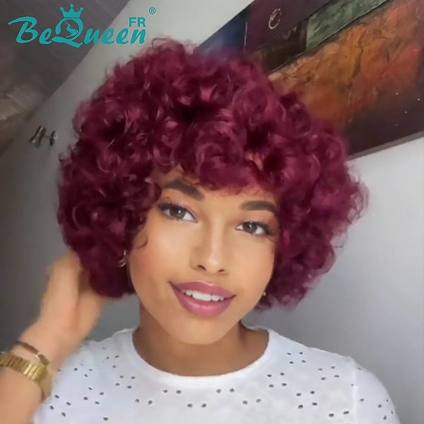 BeQueen Perruque "Stella" egg curl Rouge bordeaux