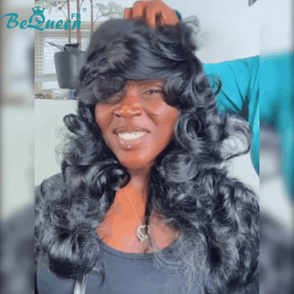 Bequeen Wig "Venas" Natural Wave Long with Bangs Loop 22 inches Machine-Resistant 