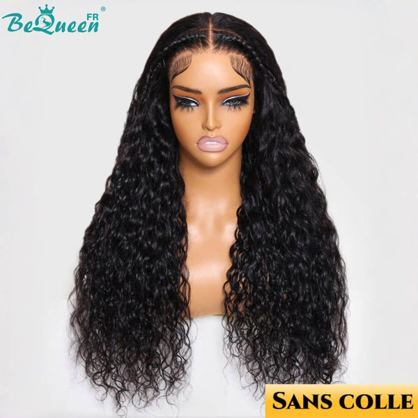 BeQueen "René" Customized Long Curly Wave Ready-to-Wear Hairpiece Without Adhesive 13X4 with Braid Low Price FOU