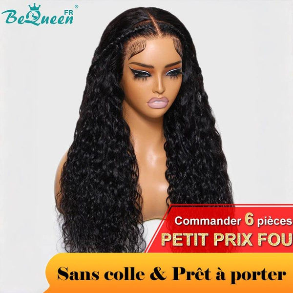 BeQueen "René" Customized Long Curly Wave Ready-to-Wear Hairpiece Without Adhesive 13X4 with Braid Low Price FOU