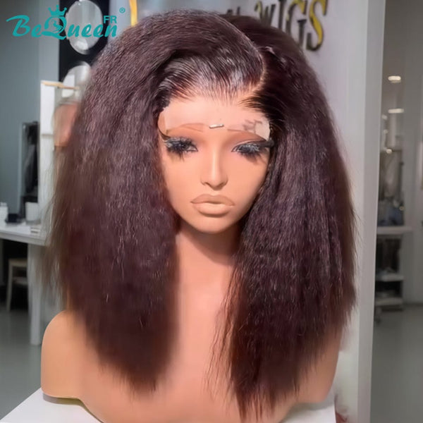 BeQueen “Renile” Perücke Kinky Straight schwarz und braun mit Lace Closure 4*4