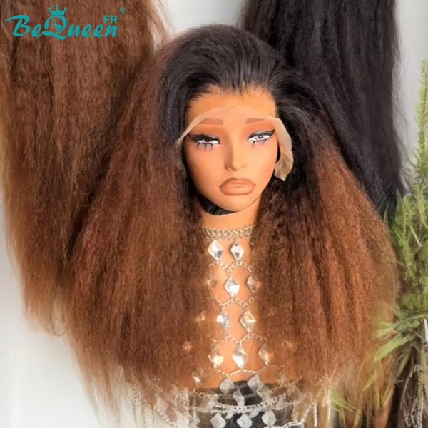 BeQueen “Nadia” Kinky Straight Bob Wig with Lace Front Layered with 13*4 Lace Frontal