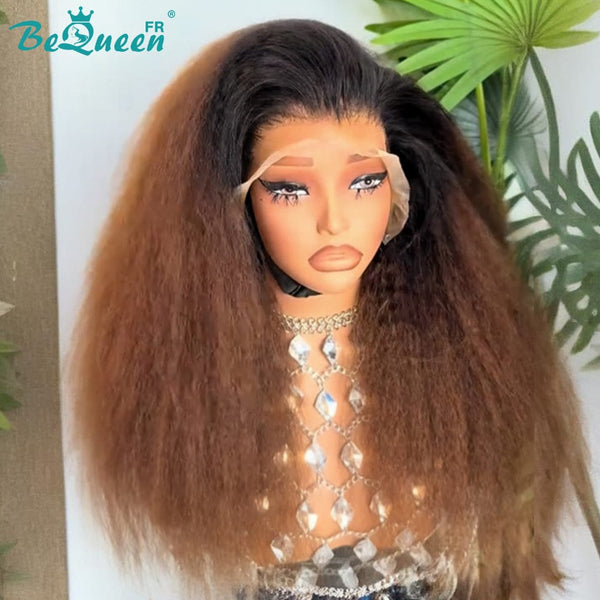 BeQueen “Nadia” Kinky Straight Bob Wig with Lace Front Layered with 13*4 Lace Frontal