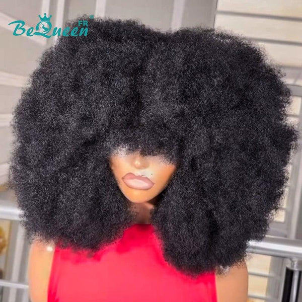 BeQueen Sashenka Afro Kinky Straight Bob Wig with Bangs