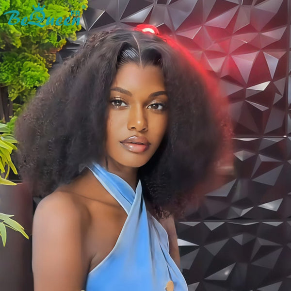 BeQueen “Jackie” Brown Kinky Curly Bob Wig with Machine Made Bangs