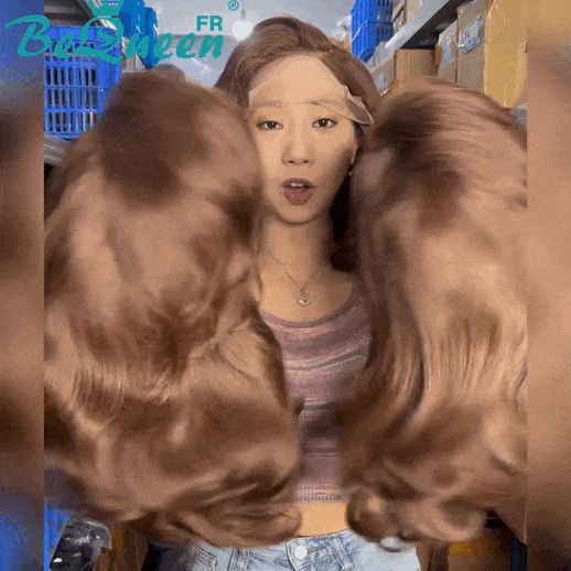 BeQueen “Stephanie” Perruque Bob avec Lace Frontale Brun 250% densité en France
