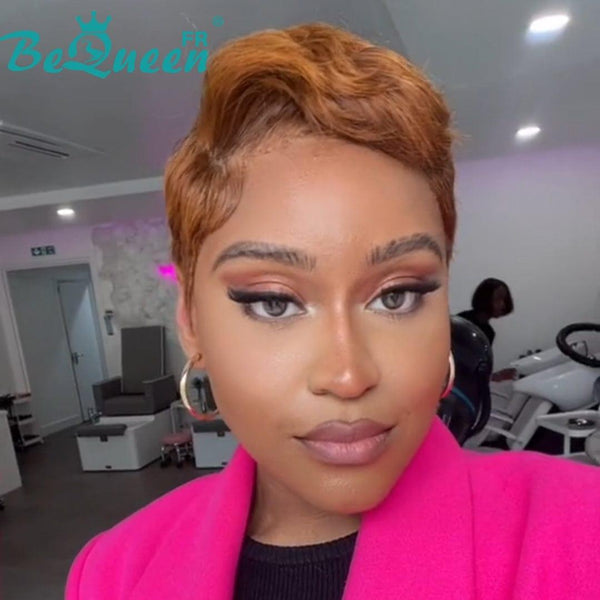 
BeQueen "Portina" Short Straight Brown Color Pixie Wig
