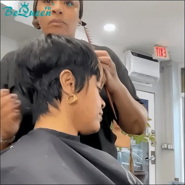 BeQueen "Ruth" Short Straight Pixie Machine Made Wigs