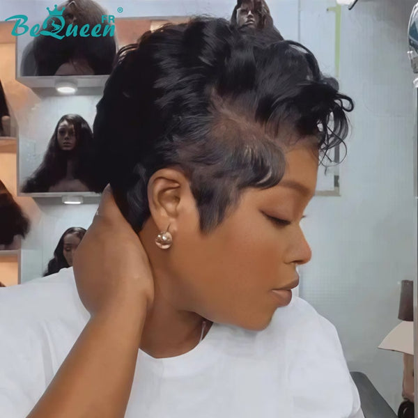 BeQueen "Sironne" Short Straight Pixie Wigs Black