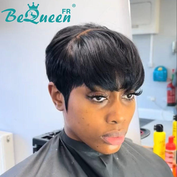 
BeQueen "Suey" Pixie Kurze, glatte Perücke mit natürlicher Haut und Lace Closure 4*4
