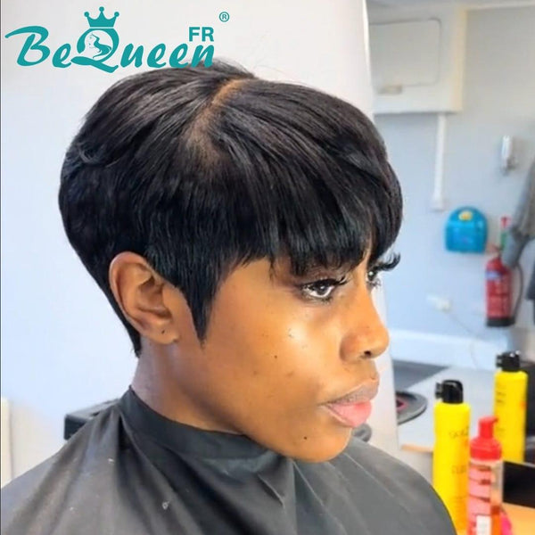 
BeQueen "Suey" Pixie Kurze, glatte Perücke mit natürlicher Haut und Lace Closure 4*4
