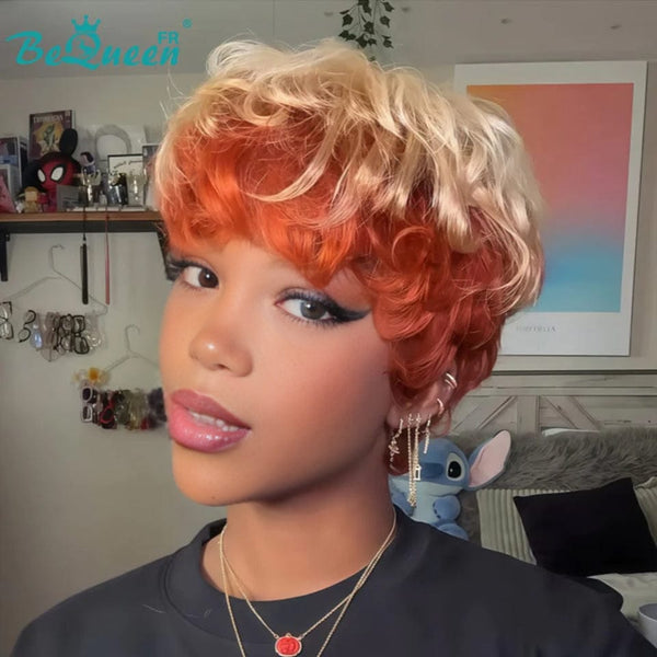 BeQueen  "suey" Perruques Pixie cruly la machine