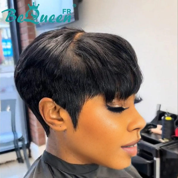 
BeQueen "Suey" Pixie Kurze, glatte Perücke mit natürlicher Haut und Lace Closure 4*4