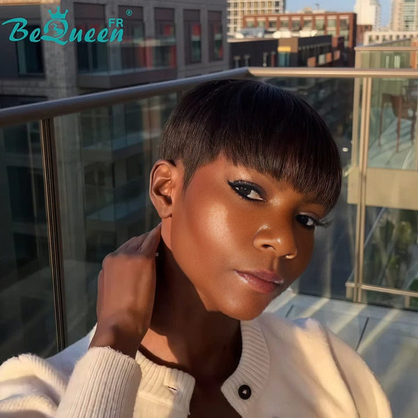 
BeQueen "Ruth" Extensiones de Pelo Pixie Liso Corto a máquina