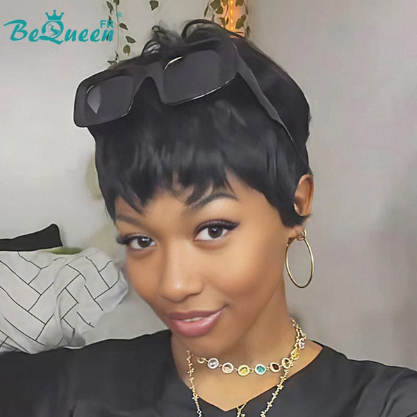 BeQueen  "suey" Perruques Pixie Lisse Courte à la machine style 4