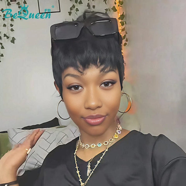 BeQueen  "suey" Perruques Pixie Lisse Courte à la machine style 4